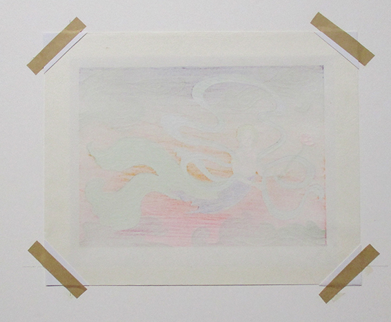牧野宗則『飛天・華』木版画 ed.76/500. 鉛筆サイン 額付き(箱 牧野宗則『飛天・華』木版画 ed.76/500. 鉛筆サイン 額付き(箱