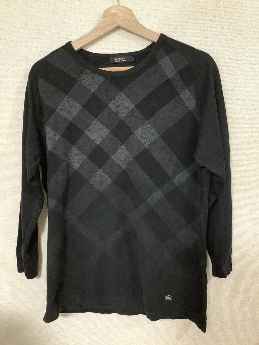 BURBERRY BLACKLABEL バーバリーブラックレーベル　ノバチェック　長袖カットソー　長袖Tシャツ　ブラック　ハイブランド　