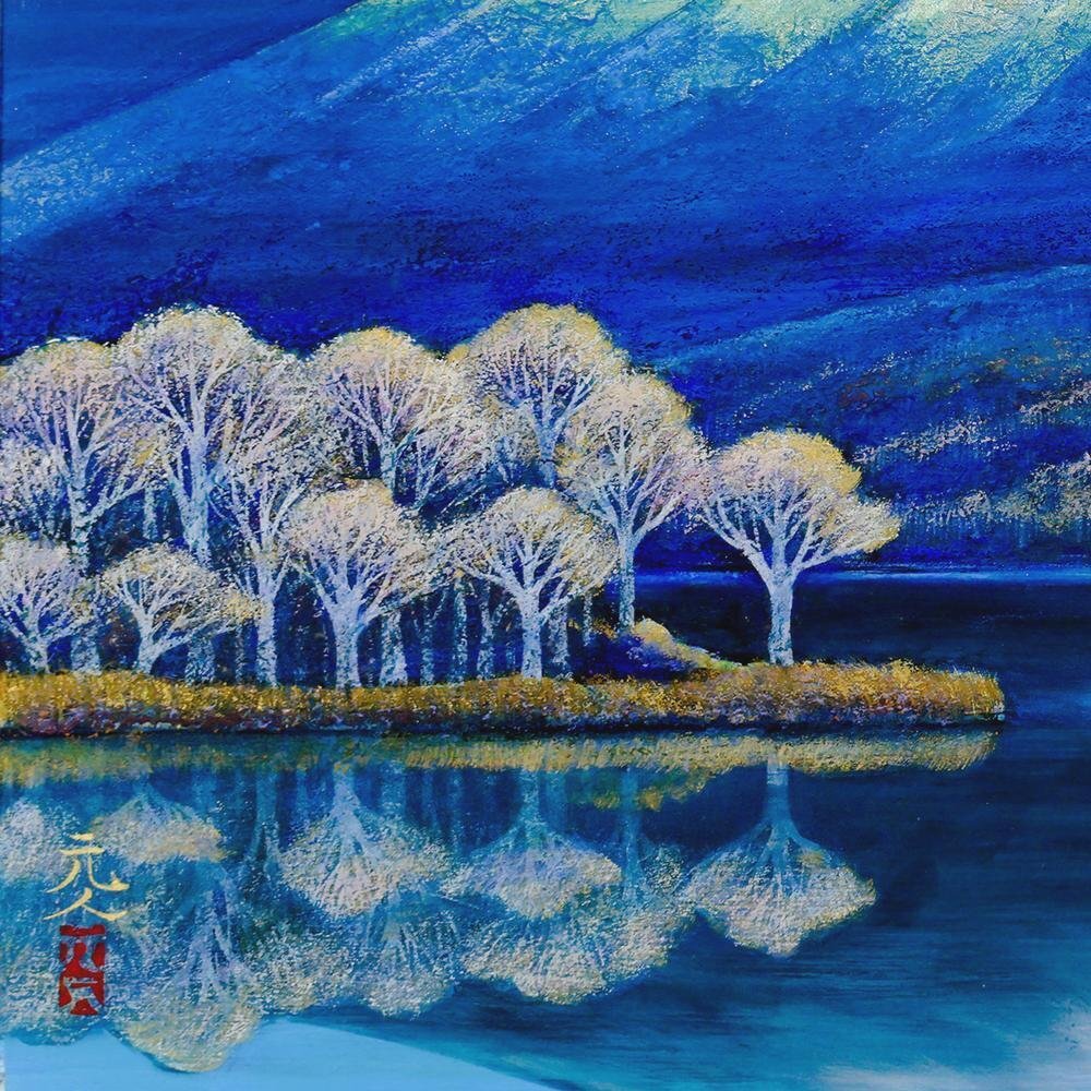 真作 WISH 杉原元人 金富士 日本画 10号 金落款 金箔 金泥仕様 真作 WISH 杉原元人 金富士 日本画 10号 金落款 金箔 金泥仕様
