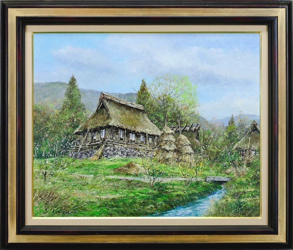 ★決算特価商品★ 石川茂男 WISH 真作 県境の春 1987 大作 15号 油彩 岡山県人形峠 絵画
