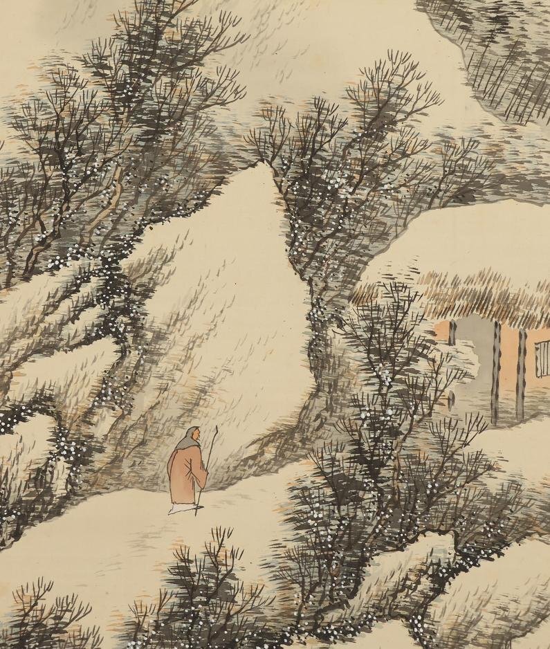 真作】掛軸 山水図 風景画 伝統日本画 四季の風景 合箱入 真作】掛軸 山水図 風景画 伝統日本画 四季の風景 合箱入