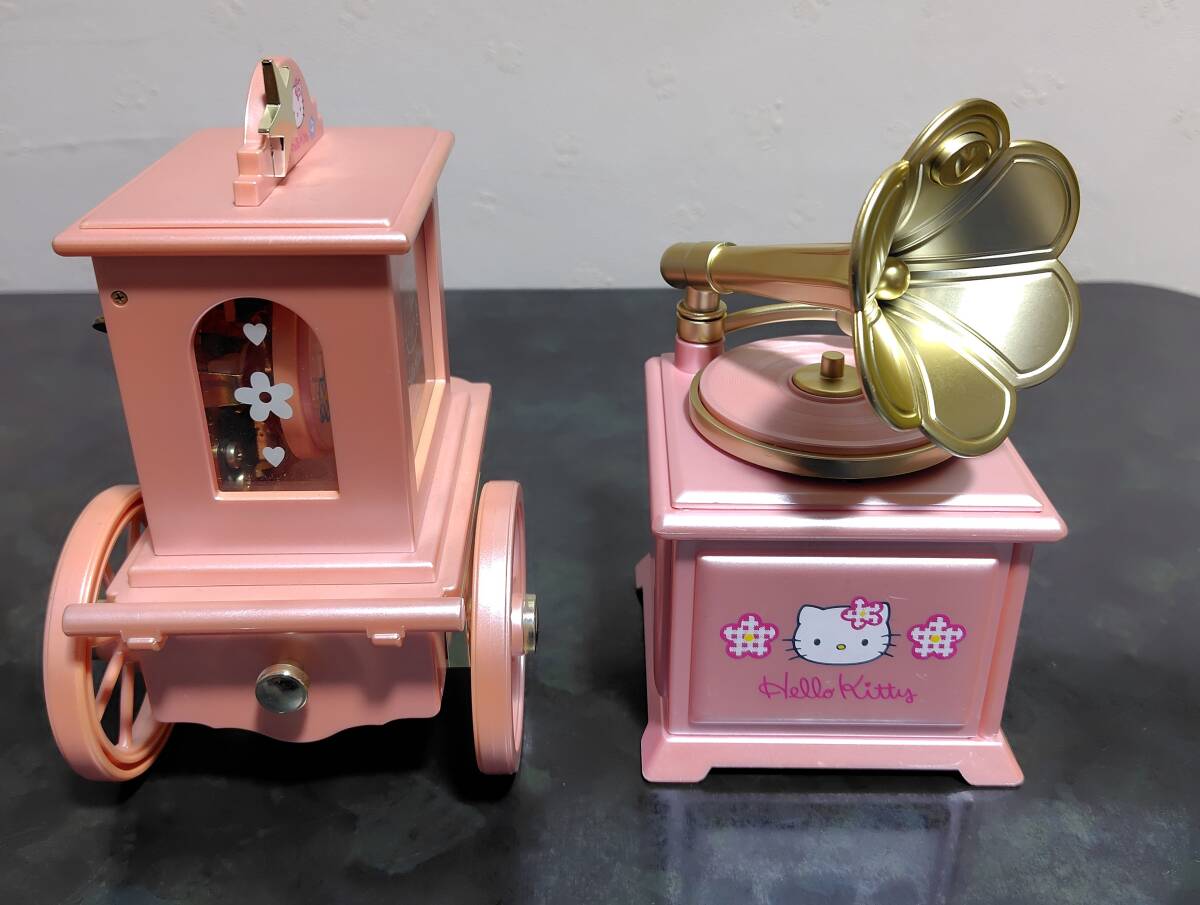 ハローキティオルゴール2点セットサンリオレトロピンク蓄音機 ハローキティオルゴール2点セットサンリオレトロピンク蓄音機