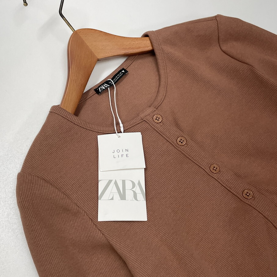 M/ ZARA ブラウン 長袖カーディガン レディース タグ カジュアル M/ ZARA ブラウン 長袖カーディガン レディース タグ カジュアル