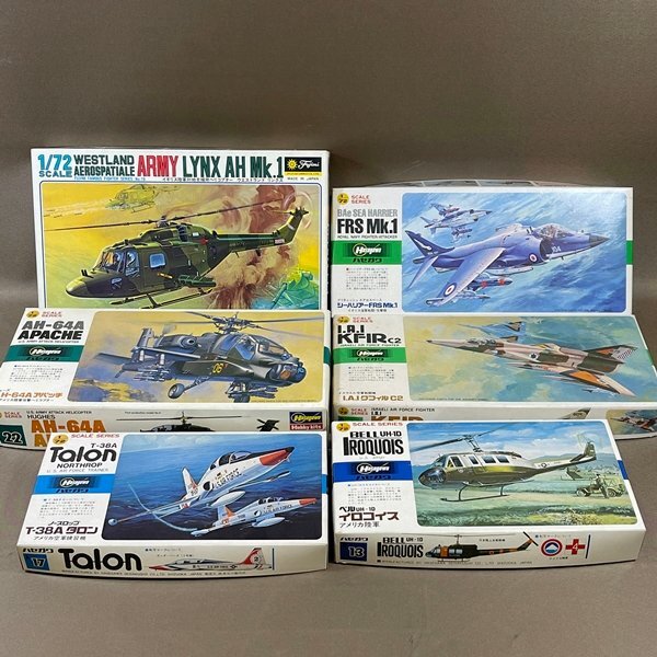 XA932●未組立品【 ハセガワ/フジミ 戦闘機 ヘリコプターなど 軍用機 プラモデル 6点セット 】アパッチ シーハリアー クフィル イロコイス
