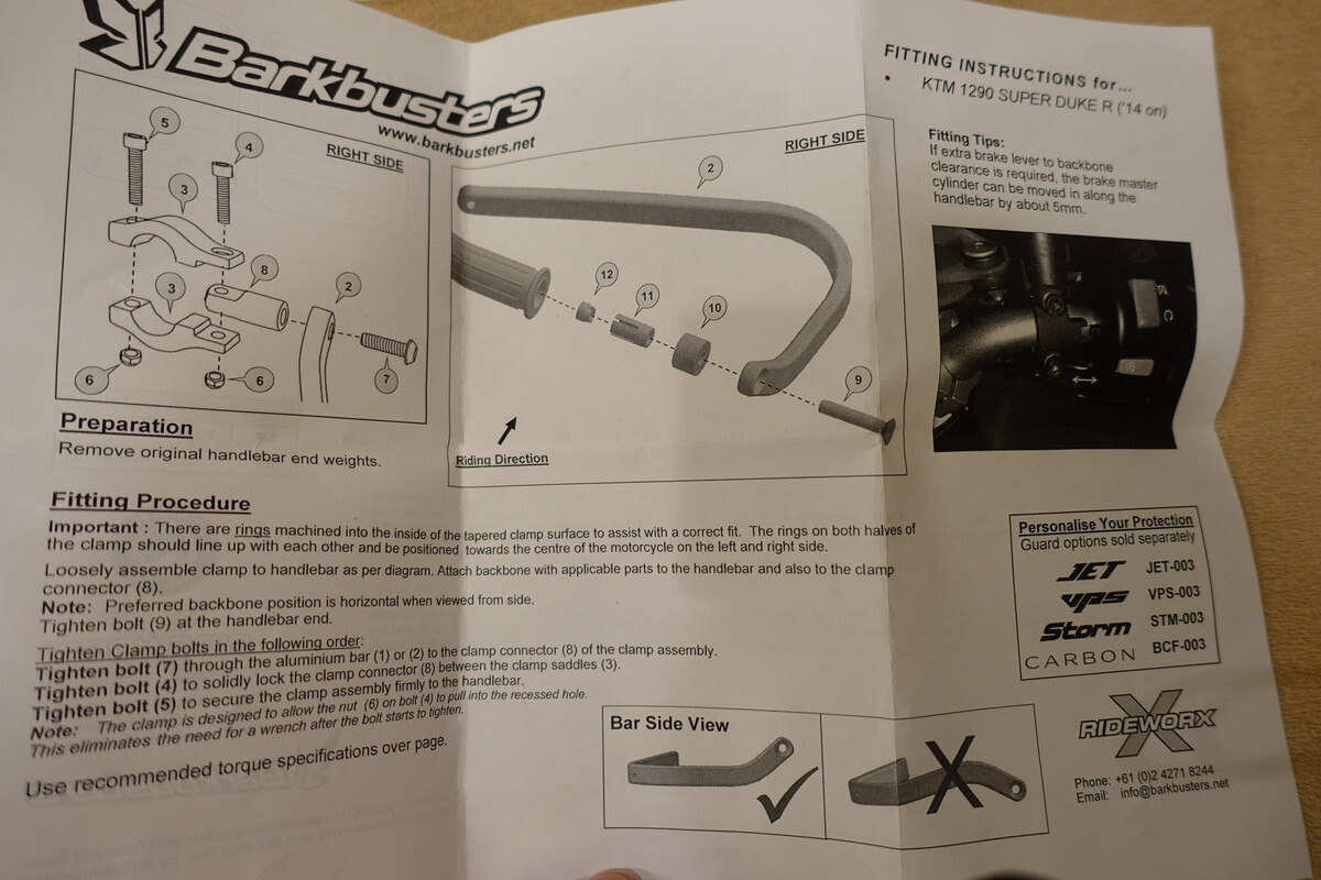 Barkbusters KTM 1290 SUPER DUKE R (14-) ハードウェアキット ハンドガード 定価24,200円 BHG-054-00-NP バークバスターズ デューク1_画像7