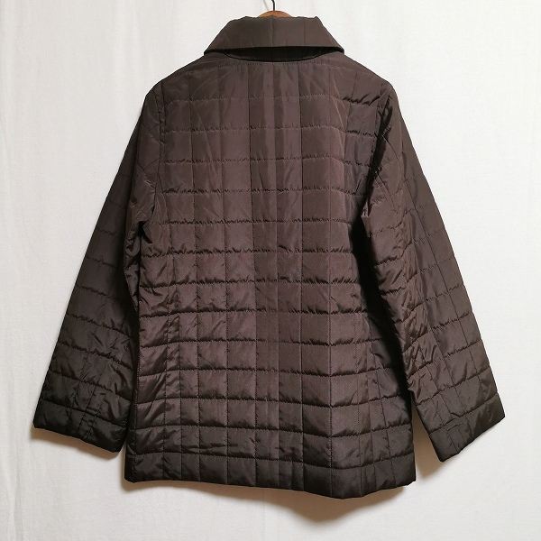 #wnc バーバリー BURBERRY ジャケット キルティング 中綿 スナップボタン 38 茶系 シルク混 レディース [905120]