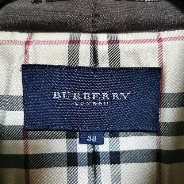 #wnc バーバリー BURBERRY ジャケット キルティング 中綿 スナップボタン 38 茶系 シルク混 レディース [905120]