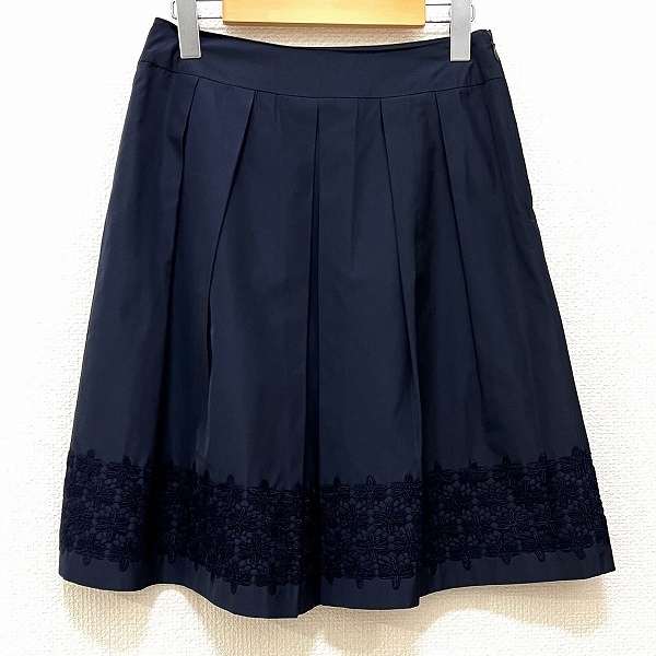 #anc ギャラリービスコンティ GALLERYVISCONTI スカート 2 紺 花モチーフ レース 刺繍 レディース [899566]