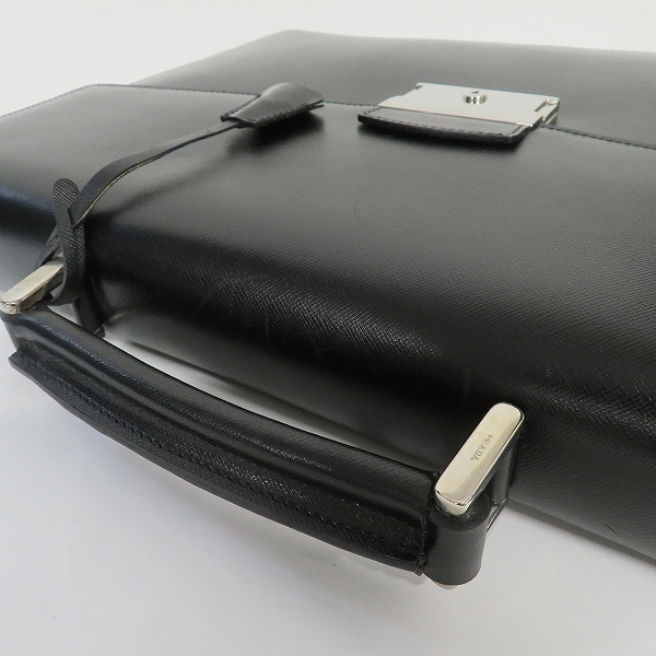 #anb プラダ PRADA ブリーフケース 書類かばん ビジネスバッグ 鍵付き 黒 メンズ [837217]