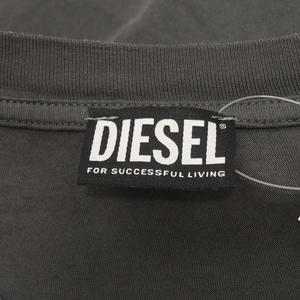 #snc ディーゼル DIESEL Tシャツ カットソー 3XL グレー系 ダメージ加工 ヤシの木 刺繍 ロゴ 大きいサイズ メンズ [908023]_画像9