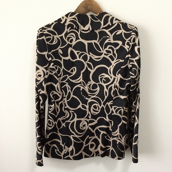 #anc ハナエモリ HANAEMORI ジャケット 38 黒 ベージュ 花柄 テーラード レディース [896788]_画像2
