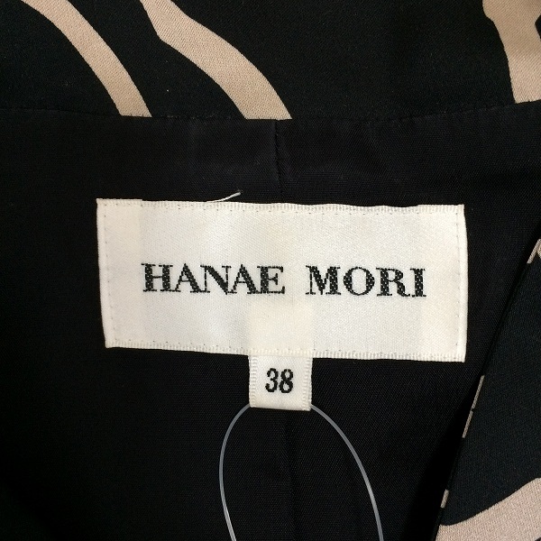 #anc ハナエモリ HANAEMORI ジャケット 38 黒 ベージュ 花柄 テーラード レディース [896788]_画像5