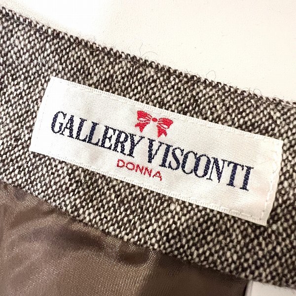 #wnc ギャラリービスコンティ GALLERYVISCONTI スカート 2 茶系 花モチーフ パール タグ付き 美品 レディース [900154]_画像5