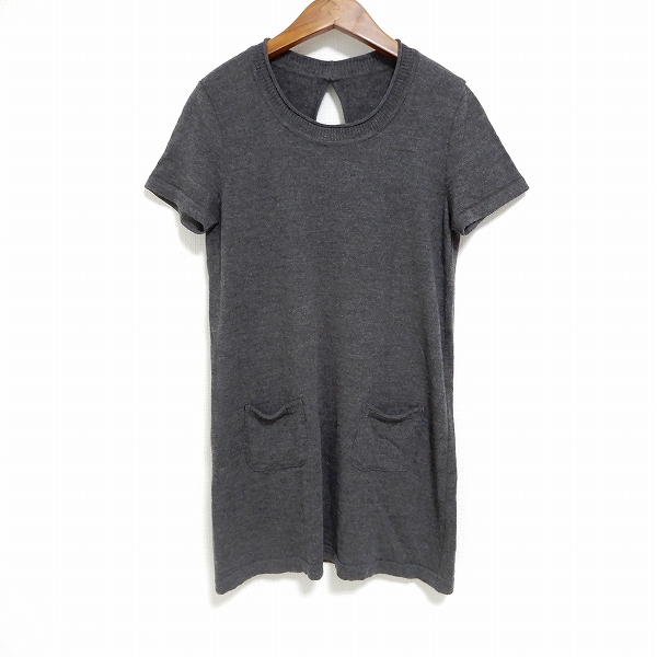 #wnc レリアン Leilian チュニック 9 ダークグレー ニット リボン 半袖 レディース [905135]