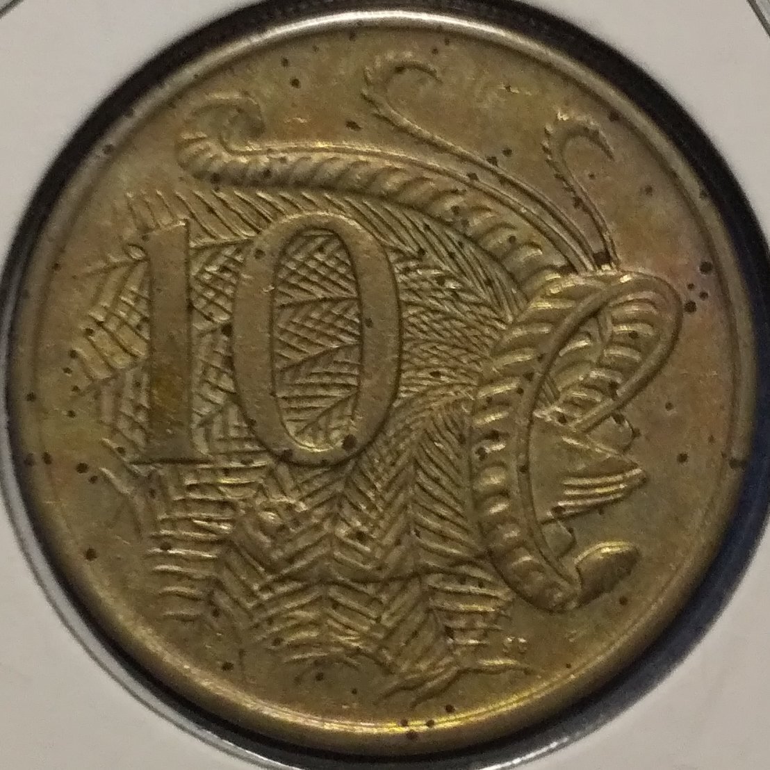 (C-817)　オーストラリア　10セント白銅貨　1969年　コトドリ　トーン　①　