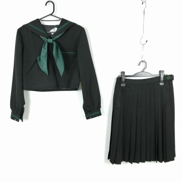 1円 セーラー服 スカート スカーフ 上下3点セット 冬物 緑1本線 1円 セーラー服 スカート スカーフ 上下3点セット 冬物 緑1本線