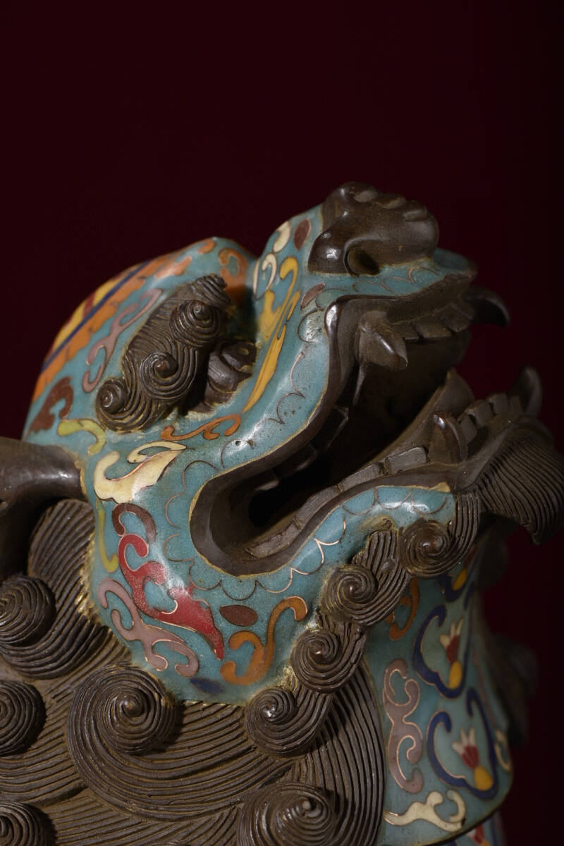 古寶奇蔵】銅製・景泰藍・琺瑯彩・望天吼熏香炉・置物・賞物 古寶奇蔵】銅製・景泰藍・琺瑯彩・望天吼熏香炉・置物・賞物