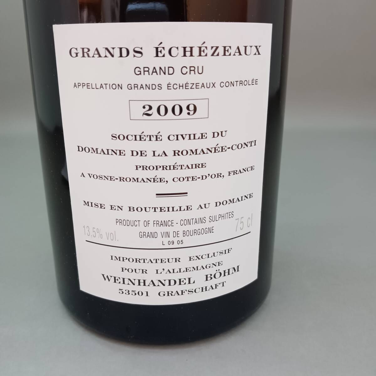 【高級ワイン】DRC エシェゾー2009 空き瓶　コルク付き 高級ワイン】DRC エシェゾー2009 空き瓶 コルク付き DRC グラン