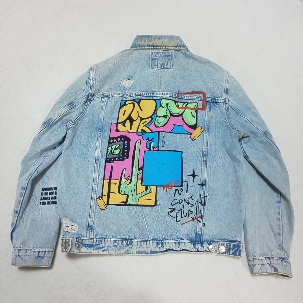 廃盤/希少サイズ】ZARA ザラ ペイントデニムジャケット Gジャン 廃盤/希少サイズ】ZARA ザラ ペイントデニムジャケット Gジャン