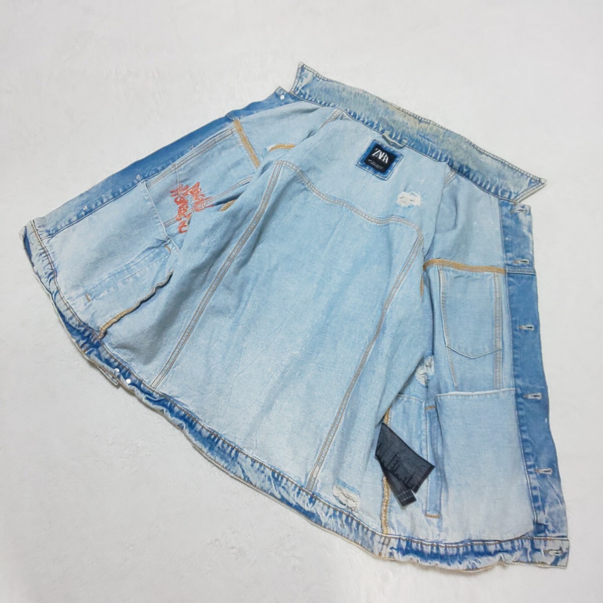 廃盤/希少サイズ】ZARA ザラ ペイントデニムジャケット Gジャン 廃盤/希少サイズ】ZARA ザラ ペイントデニムジャケット Gジャン