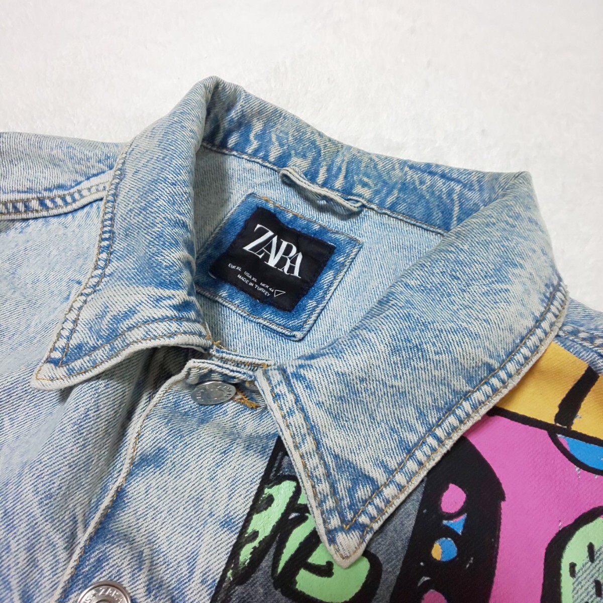 廃盤/希少サイズ】ZARA ザラ ペイントデニムジャケット Gジャン 廃盤/希少サイズ】ZARA ザラ ペイントデニムジャケット Gジャン