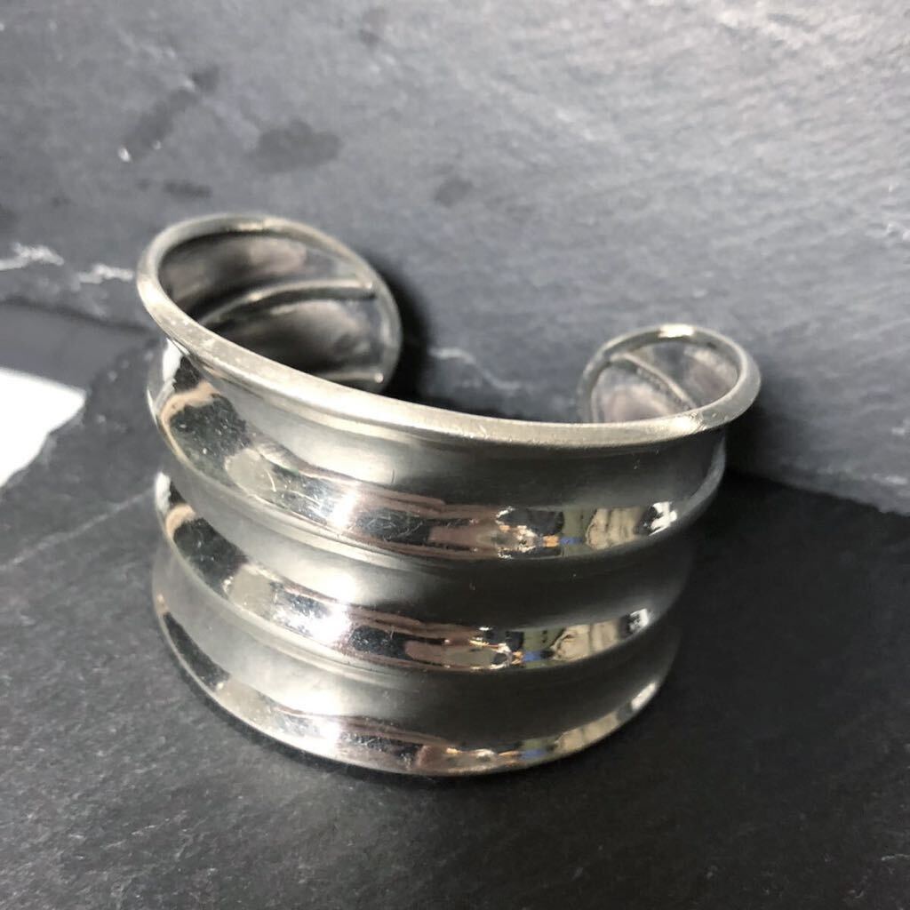 Vintage Silver Wide Wave Caff Bangle 925 Heavy Gauge Vintage Silver Wide Wave Caff Bangle 925 Heavy Gauge