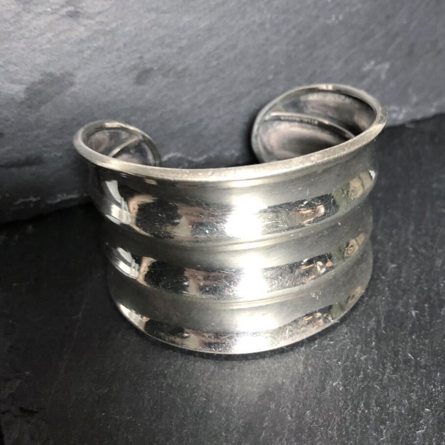 Vintage Silver Wide Wave Caff Bangle 925 Heavy Gauge Vintage Silver Wide Wave Caff Bangle 925 Heavy Gauge