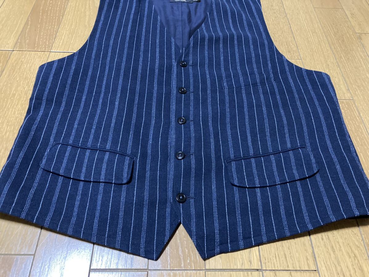 RRL ストライプベスト XL ネイビー インディゴ ジレ ベスト RRL ストライプベスト XL ネイビー インディゴ ジレ ベスト