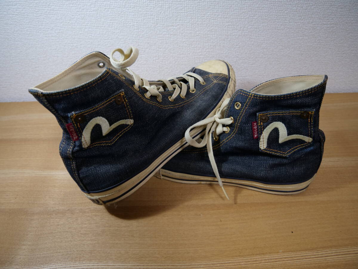 爆買い 英語 EVISU 品 JEANS スニーカー ハイカット デニム エビスジーンズ 靴