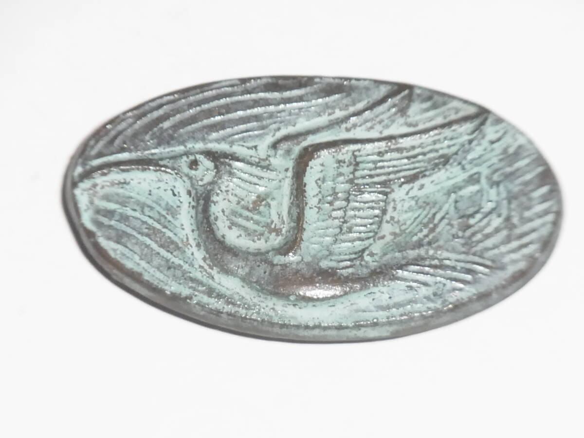 ◎ 池田逸堂 帯留め 朱鷺 金属製 サイズ:約5cm X 2.8cm位 ◎