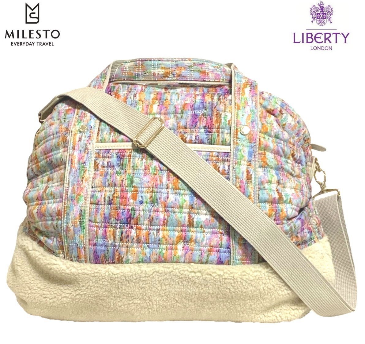 mi rest MILESTO Sweet escape Liberty принт плечо сумка "Boston bag" многоцветный x песочный бежевый MLS263-PLCF