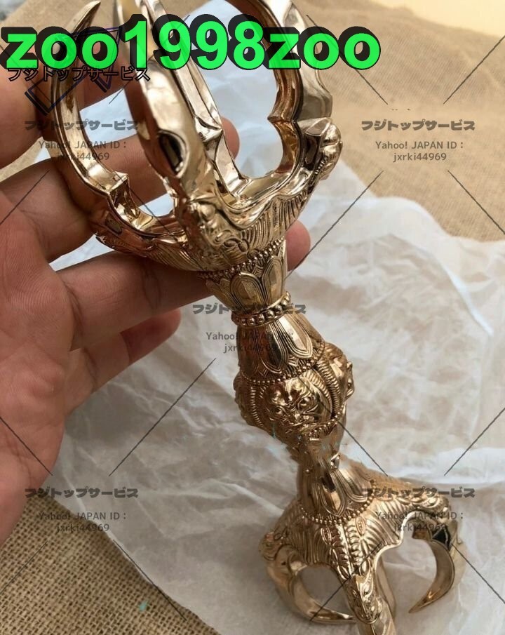 真言宗「寺院仏具 密教法具」鬼面型 五鈷杵 真鍮製磨き仕上げ 真言宗「寺院仏具 密教法具」鬼面型 五鈷杵 真鍮製磨き仕上げ
