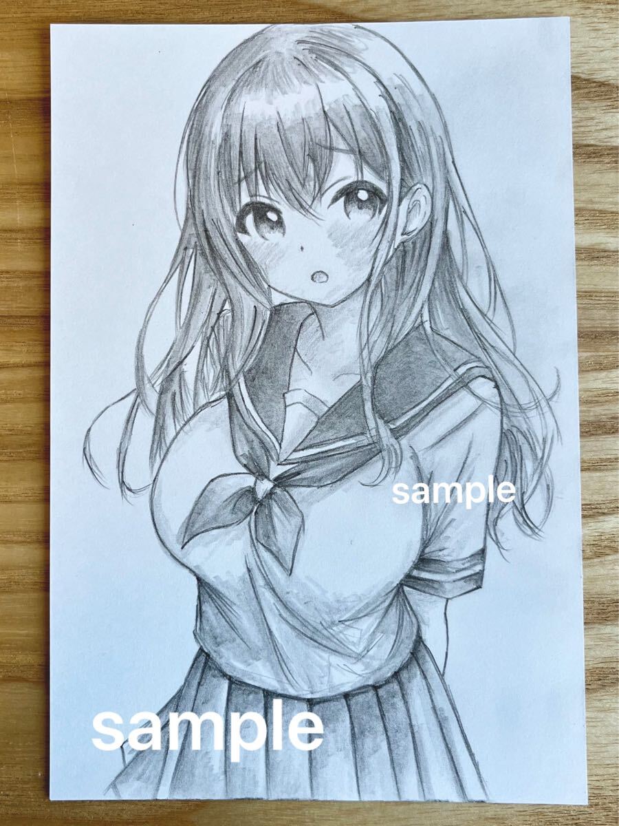手描きイラスト 創作 オリジナル ペン画 女の子 『仲良しJK 手描きイラスト 創作 オリジナル ペン画 女の子 『仲良しJK