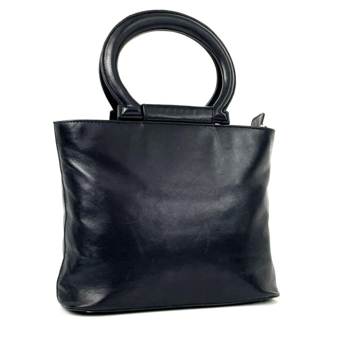 masaセリーヌ ミニトート ハンドバッグ ロゴ型押し サークルハンドル 美品】CELINE セリーヌ ハンドバッグ ミニトート サークル