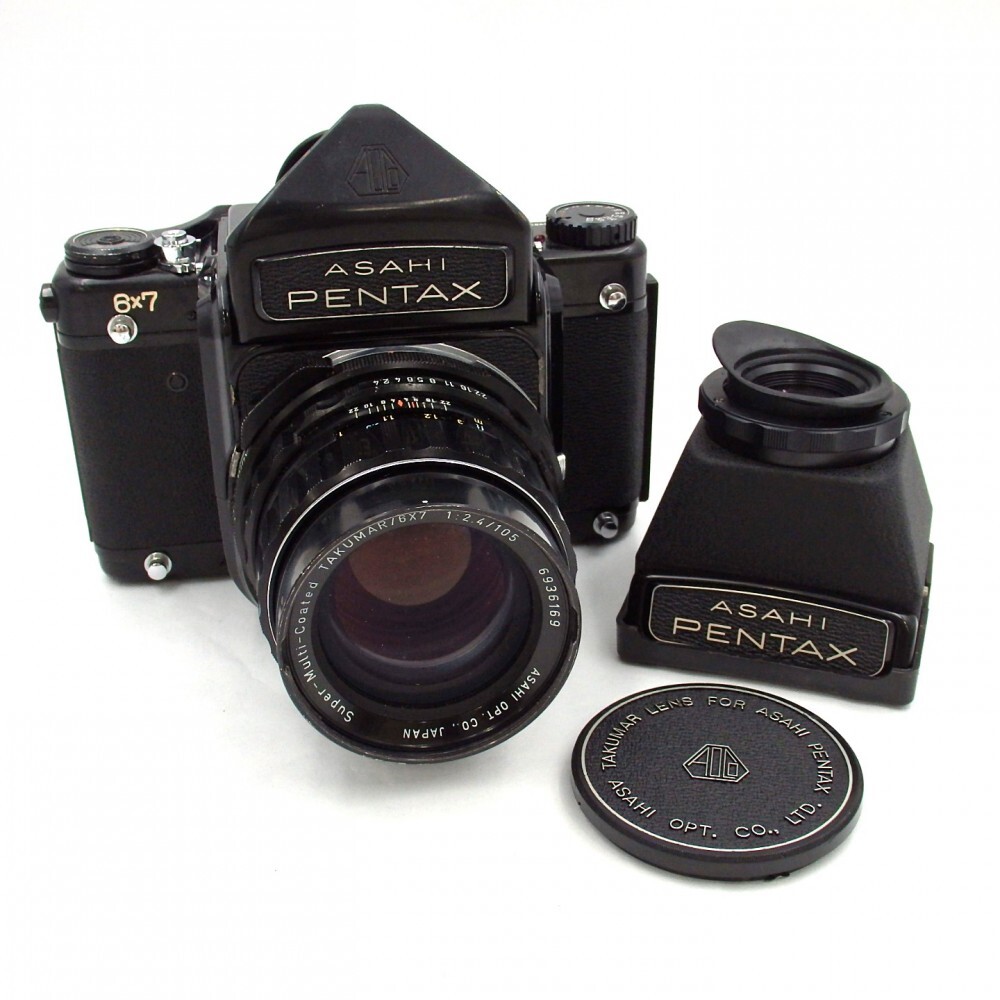 1円〜 ASAHI PENTAX 6x7 アサヒペンタックス 中判フィルムカメラ TAKUMAR 1:2.4/105 レンズ 動作未確認 y194-3066672【Y商品】