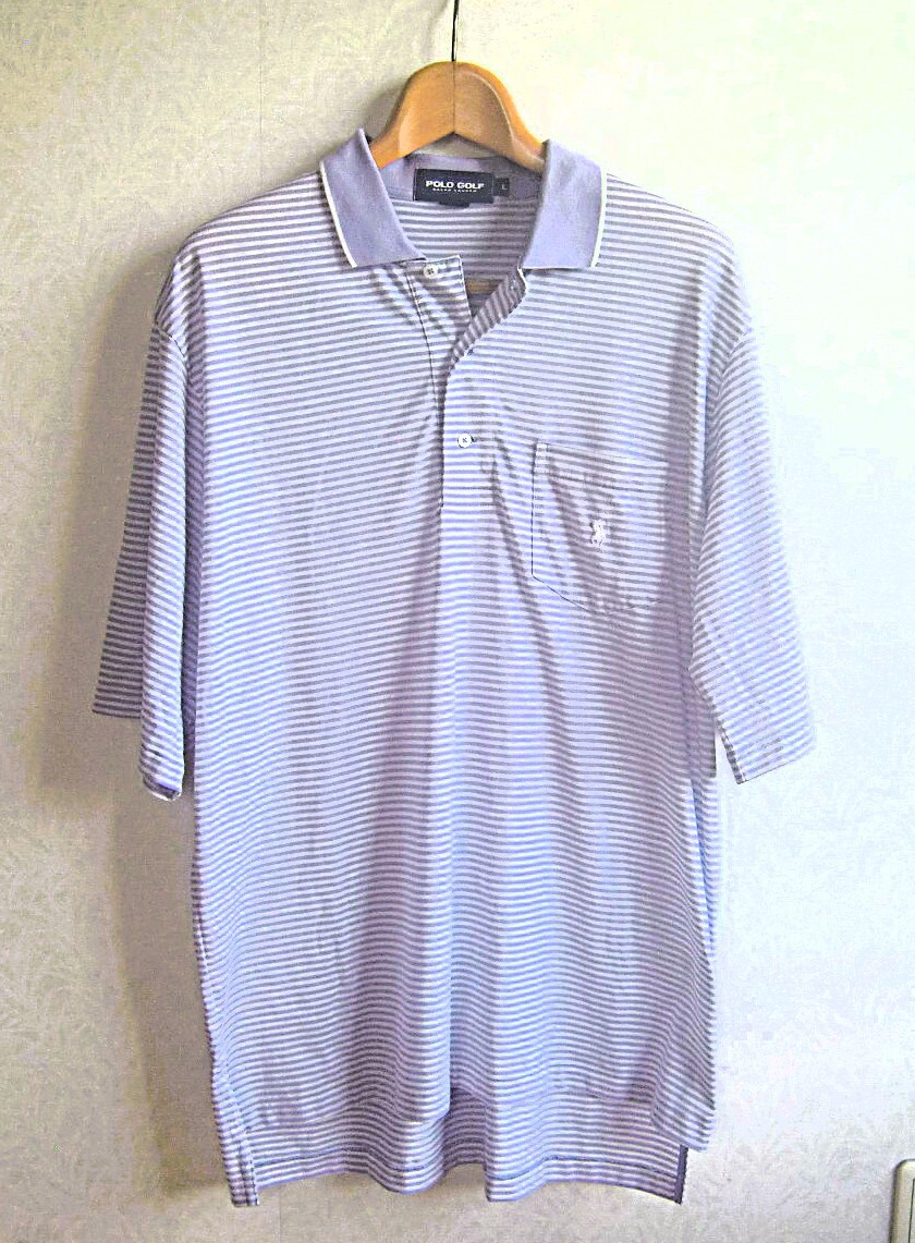 【美品即決 送料無料】POLO GOLF RALPH LAURENポロゴルフ刺繍ロゴ入りコットンストレッチ半袖ポロシャツ★胸ポケット/メンズ2XLパープル_画像2