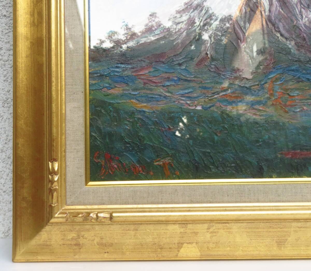 【SAKURAYA】真作保証 アート作品【朝霧富士/画家 寺西進三郎】油彩 油絵 日本画 風景画 豪華額装 絵画 美術 芸術 作家 在銘 骨董品 57×48_画像5