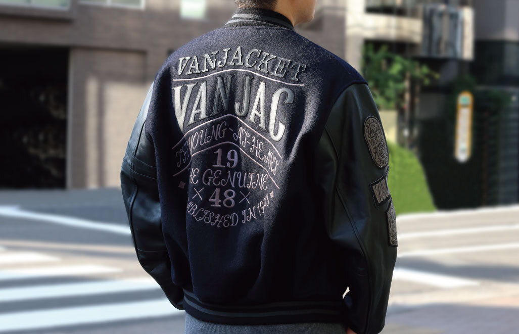 VAN JAC ヴァンヂャケット プレミアム スタジャン 濃紺×黒 M VAN VAN JAC ヴァンヂャケット プレミアム スタジャン 濃紺×黒 M VAN