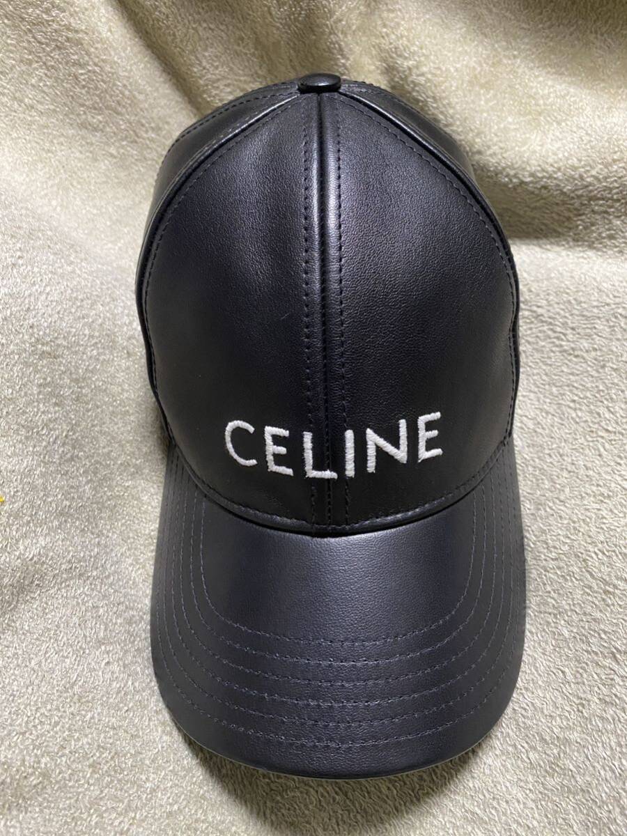 セリーヌ オールレザー ベースボールキャップ 黒 L celine セリーヌ オールレザー ベースボールキャップ 黒 L celine