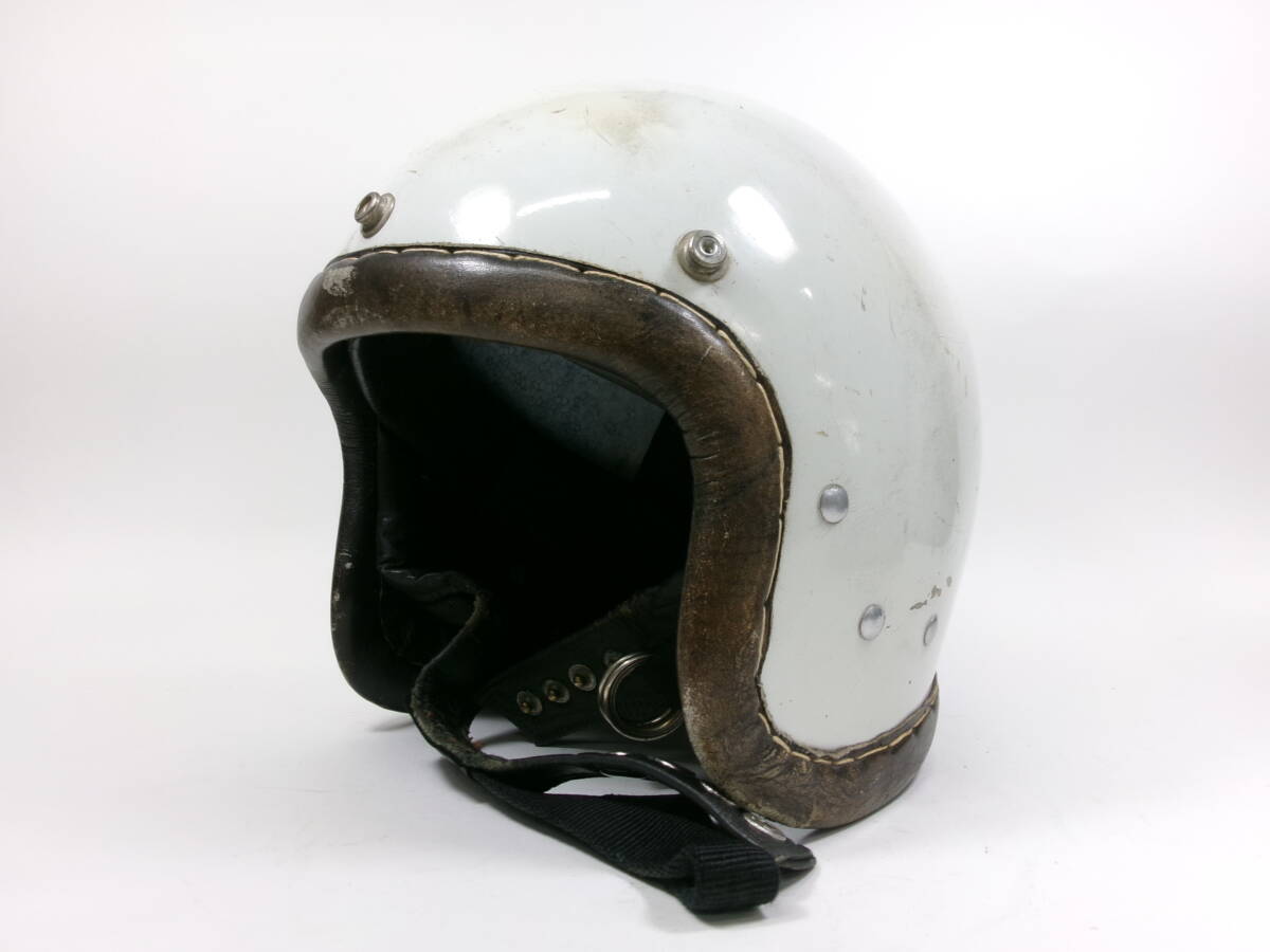 最初期！60s HA R-1 革巻き ジェットヘルメット 目深加工済み L ダブルストラップ ★ 60年代 新井廣武 ARAI アライ BELL 500TX 旧車 CB750