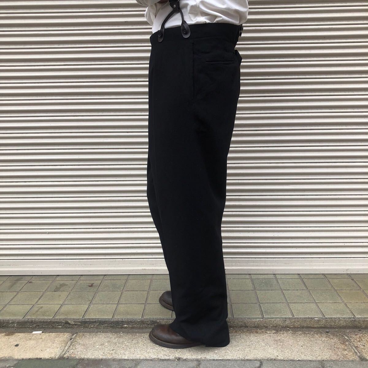 30s 40s Euro Vintage ウール スラックス 針刺し バックルバック 30s 40s Euro Vintage ウール スラックス 針刺し バックルバック