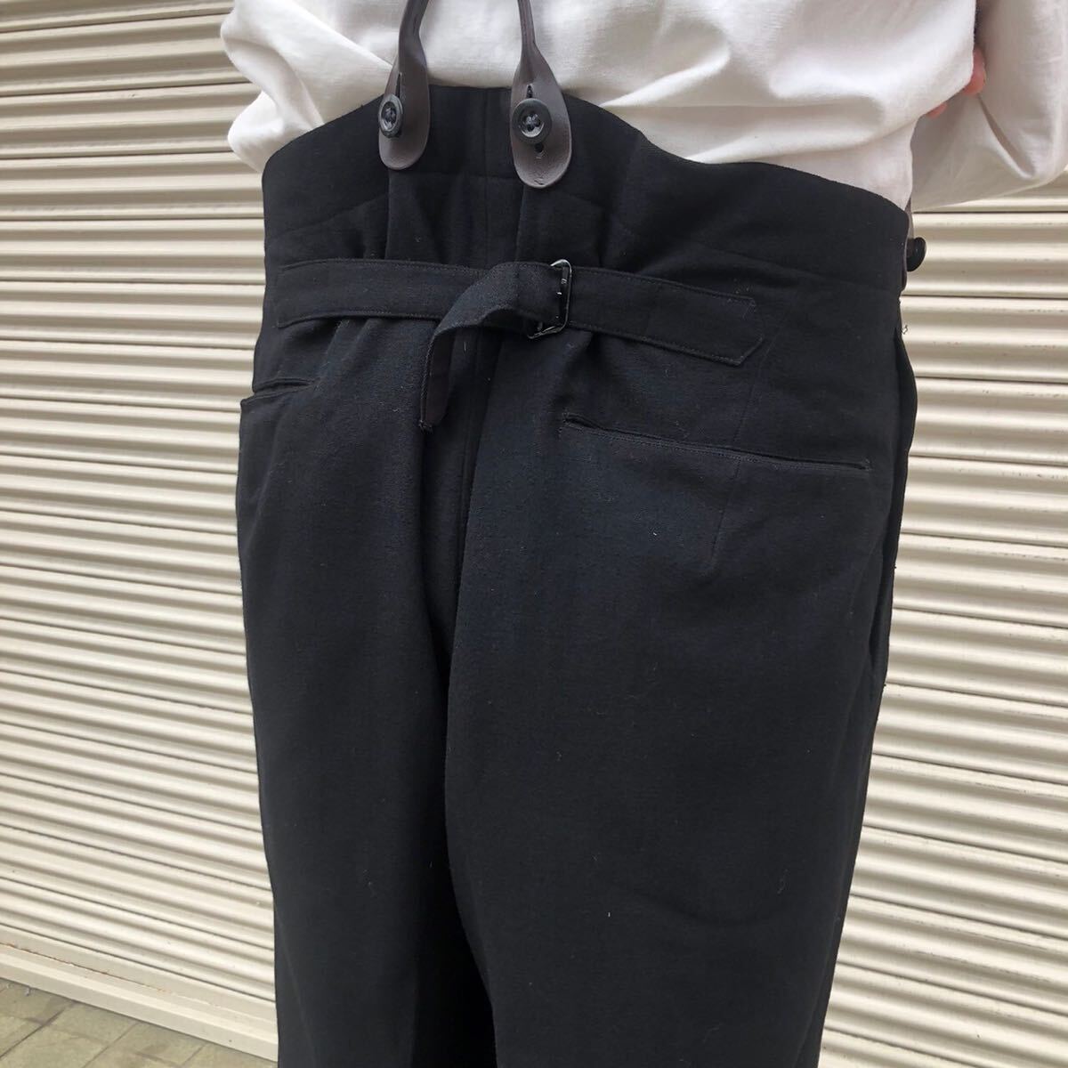 30s 40s Euro Vintage ウール スラックス 針刺し バックルバック 30s 40s Euro Vintage ウール スラックス 針刺し バックルバック