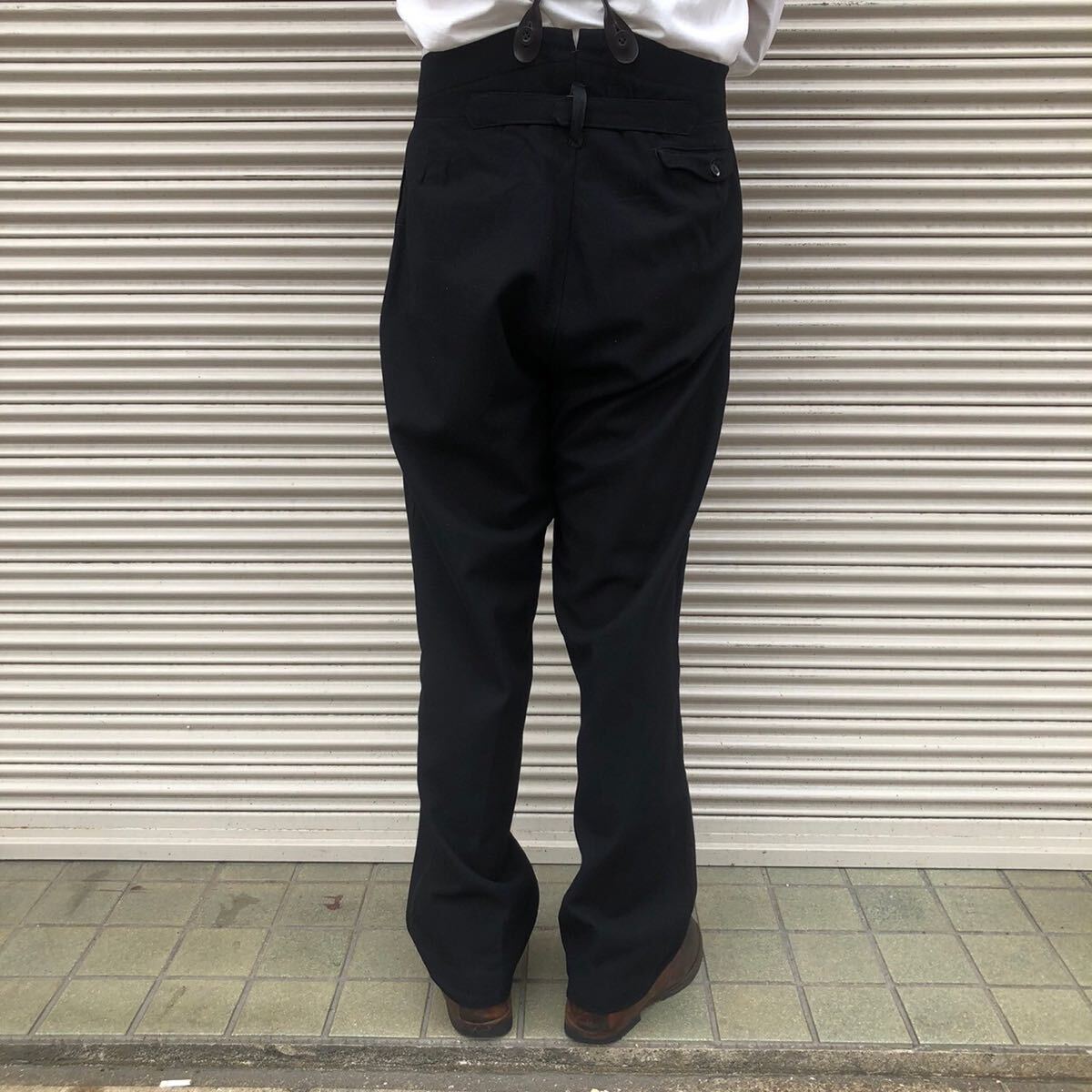 20s 30s Euro Vintage ウール スラックス 針刺し バックルバック 20s 30s Euro Vintage ウール スラックス 針刺し バックルバック