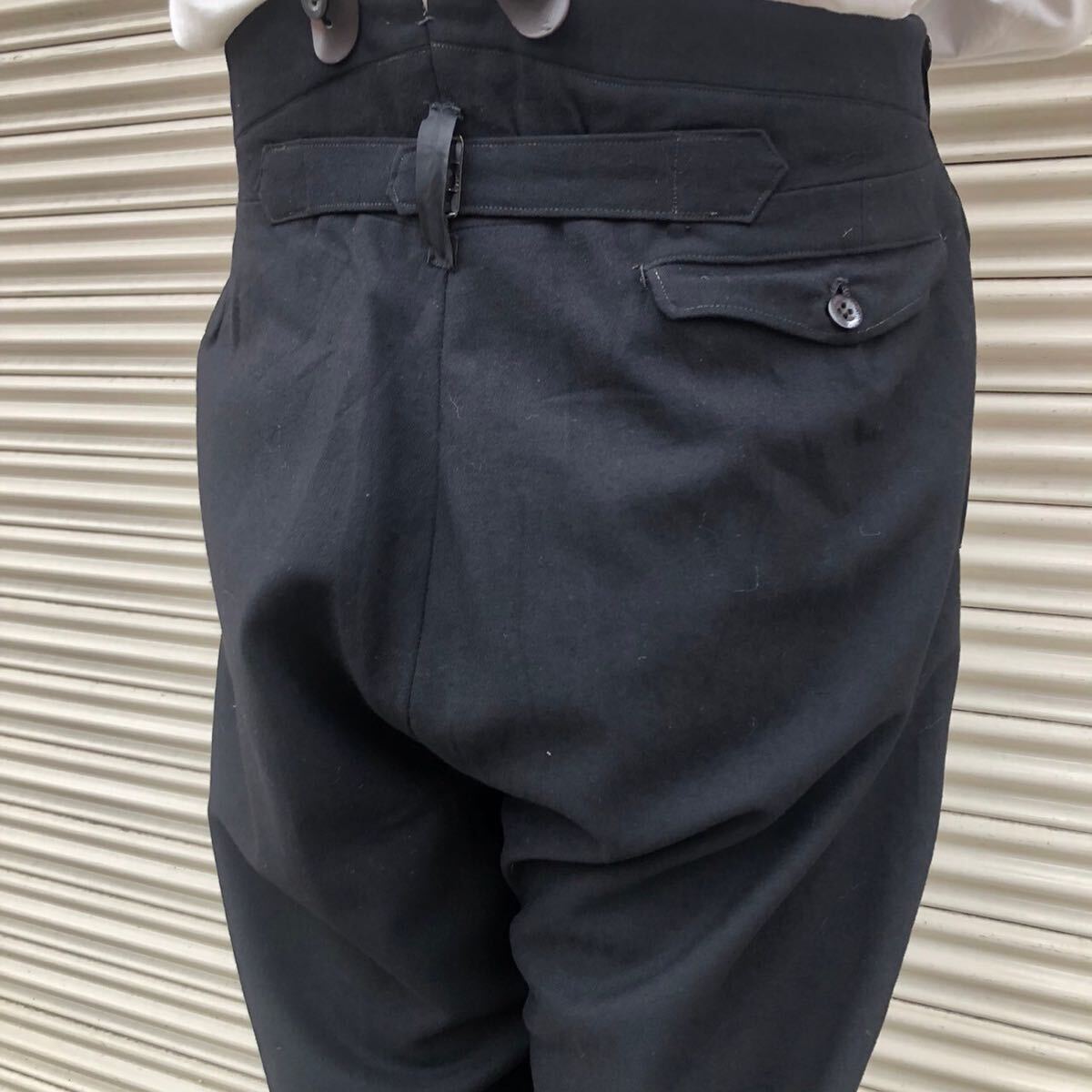 20s 30s Euro Vintage ウール スラックス 針刺し バックルバック 20s 30s Euro Vintage ウール スラックス 針刺し バックルバック