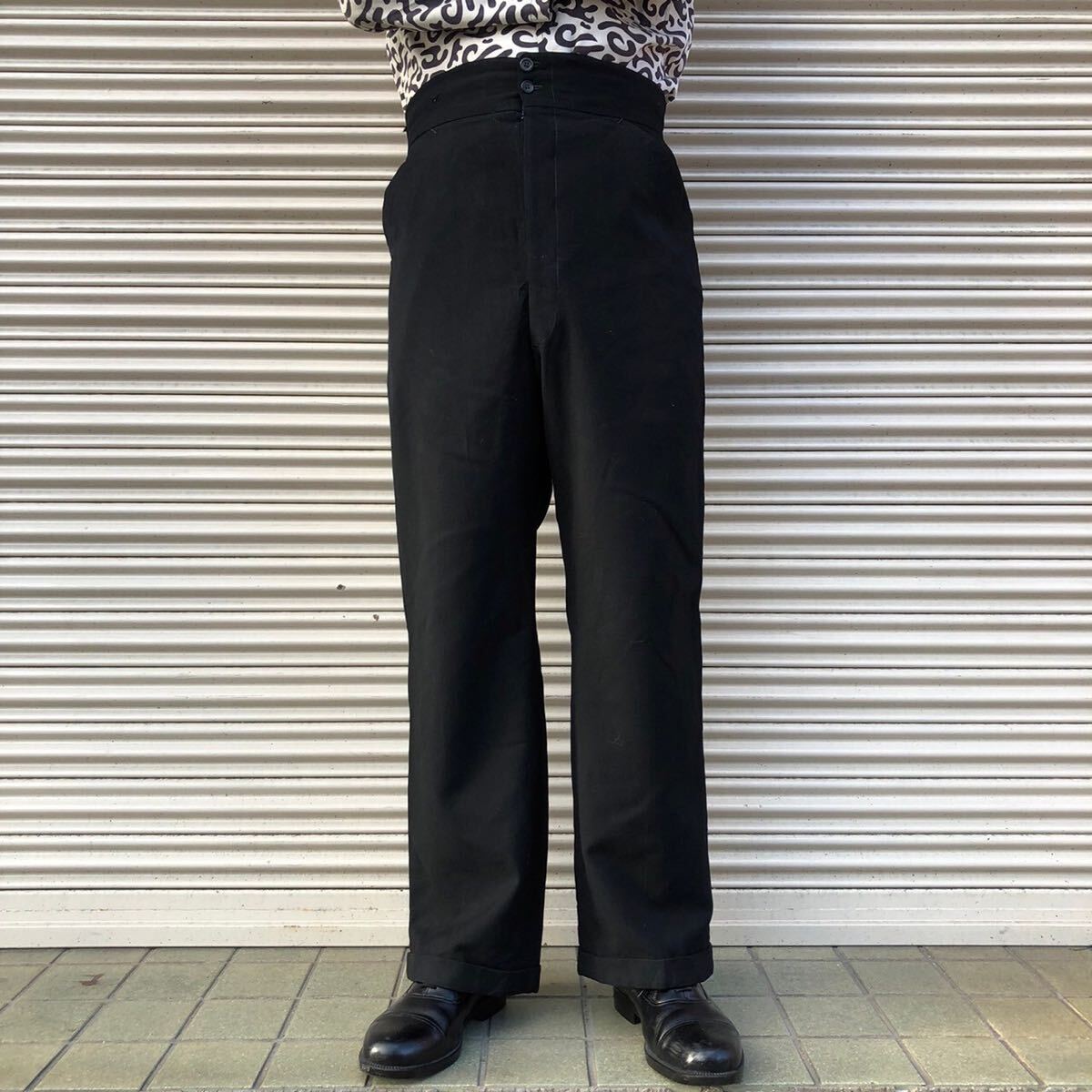 20s 30s Euro Vintage ウール スラックス 針刺し バックルバック 20s 30s Euro Vintage ウール スラックス 針刺し バックルバック