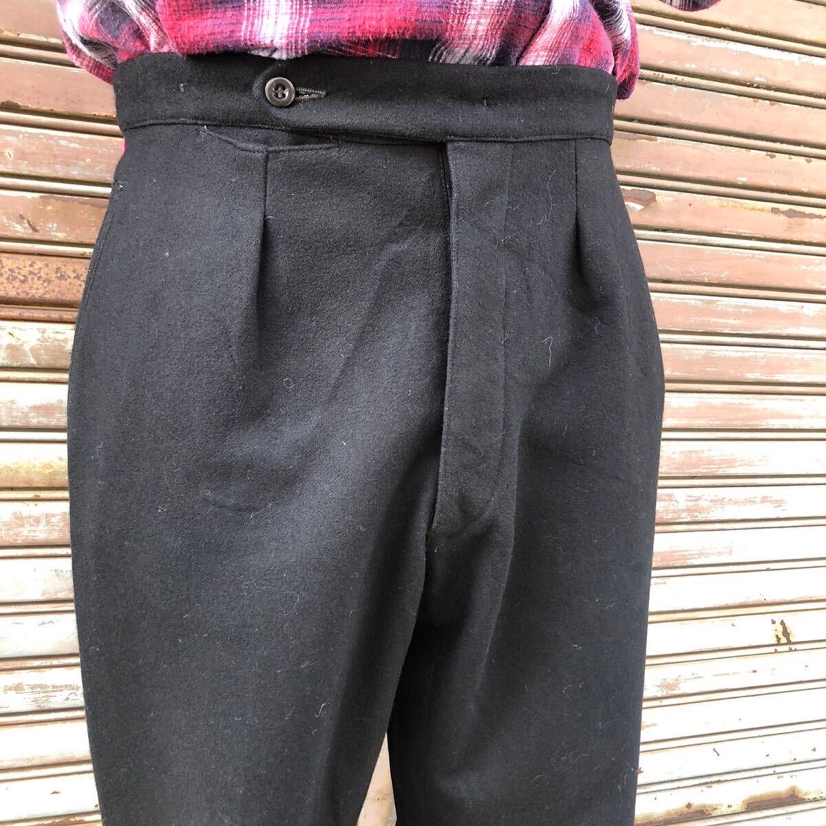 40s 50s Czecroslovakia ウール スラックス スライド バックル 40s 50s Czecroslovakia ウール スラックス スライド バックル