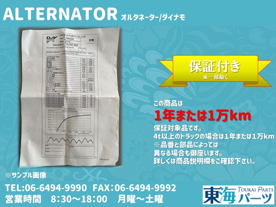 いすず フォワード (FRR90/FRR90G3S/FRR90S1/FRR90S2)等 オルタネーター ダイナモ 8-98013-456-0 0-35000-4828 送料無料 保証付き_画像3