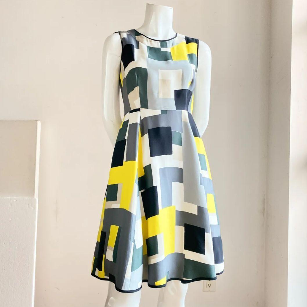 美品　kate spade NEW YORK　ケイトスペード　美シルエット　総柄　ノースリーブワンピース　Ssize　0サイズ　黄色　