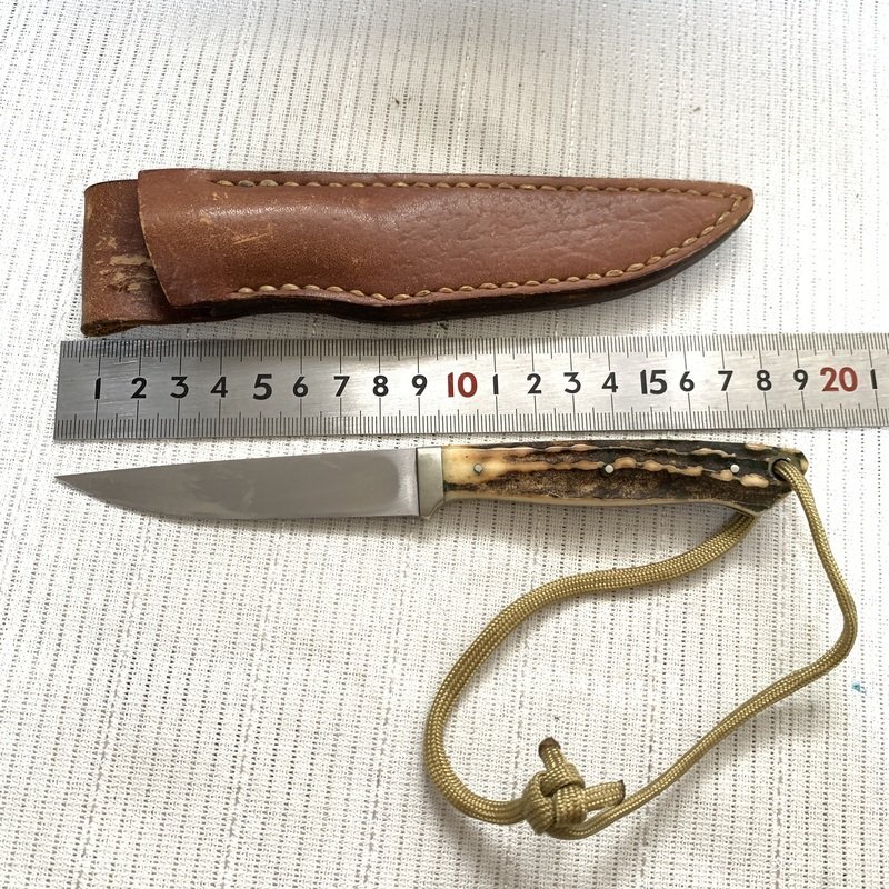 1円~ 杉原渓童 作 スタッグ ハンドル シースナイフ 1円~ 杉原渓童 作 スタッグ ハンドル シースナイフ