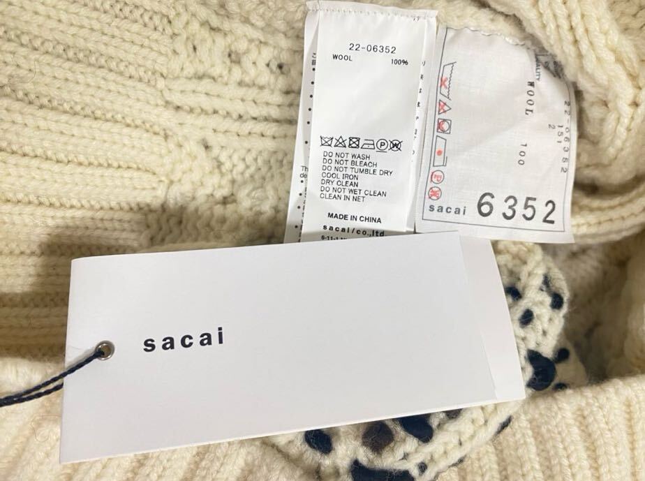 10万☆渡辺 満里奈【紙タグ付 ☆新品 未使用】★sacai サカイ★ケーブル ウール セーター トップス プルオーバー 10万☆渡辺 満里奈【紙タグ付 ☆新品 未使用】★sacai サカイ★ケーブル ウール セーター トップス プルオーバー